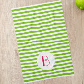 Spring Green Stripe Monogram Kitchen Theedoek