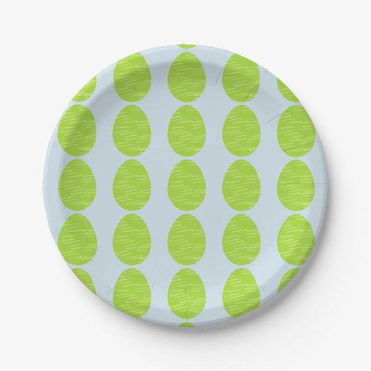 Spring Green Striped Easter Egg Papieren Bordje (Voorkant)