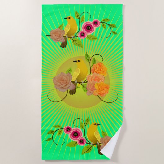 Spring Green Sunshine & Dew Drops Strandlaken (Voorkant)