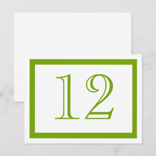 Spring Green Table Number Kaarten (Voorkant / Achterkant)