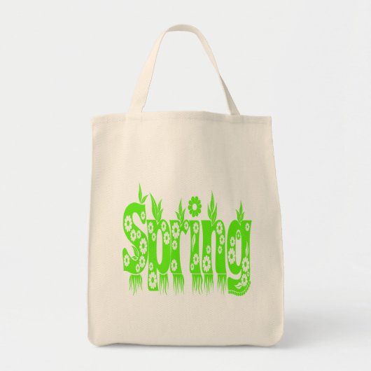 Spring Green Text Cute Floral Typografie Tote Bag (Voorkant)