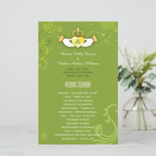 Spring Green Unique Irish Wedding Programme (Staand voorkant)