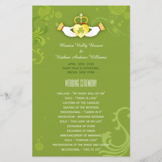 Spring Green Unique Irish Wedding Programme (Voorkant)