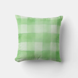 Spring Green Waterverf Gingham Plaid Sierkussen