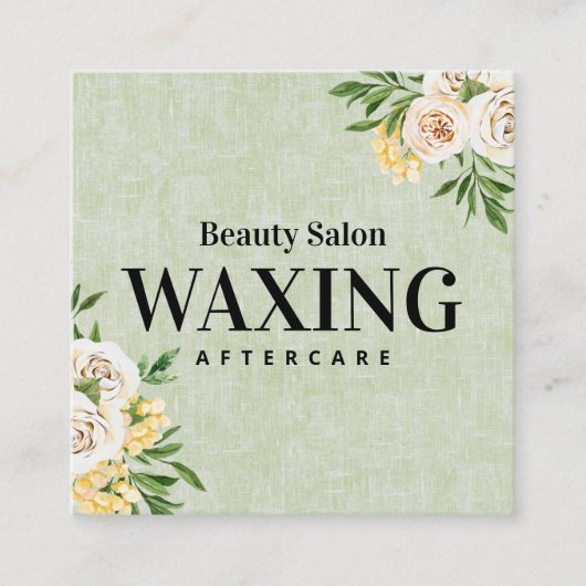 Spring Green Waxing Aftercare Square Visitekaartje (Voorkant)
