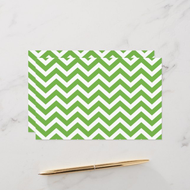 Spring Green & White Chevron Wedding Cardstock (Voorkant / Achterkant in situ)