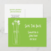 Spring Green White Mason Jar Wildflowers Aankondigingskaart (Voorkant / Achterkant)