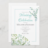 Spring Green Wild Herb Wedding Invitation Kaart (Voorkant / Achterkant)