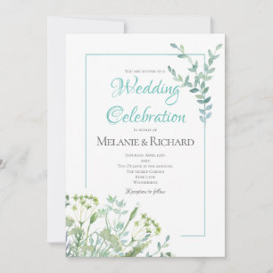 Spring Green Wild Herb Wedding Invitation Kaart