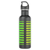 Spring Green Yellow gradiënt Stripes Black Waterfles (Achterkant)