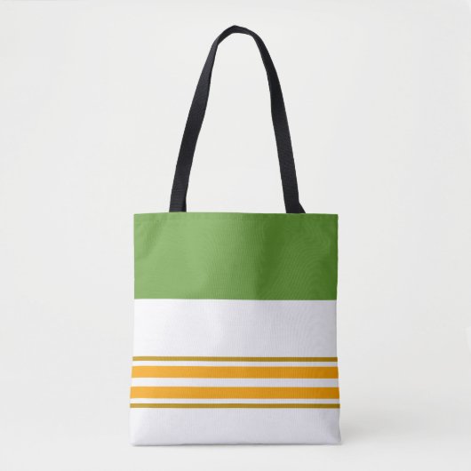  Spring Green Yellow Racing Stripes op wit Tote Bag (Voorkant)