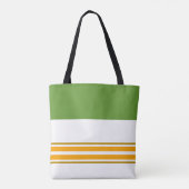  Spring Green Yellow Racing Stripes op wit Tote Bag (Achterkant)