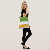  Spring Green Yellow Racing Stripes op wit Tote Bag (Op model)