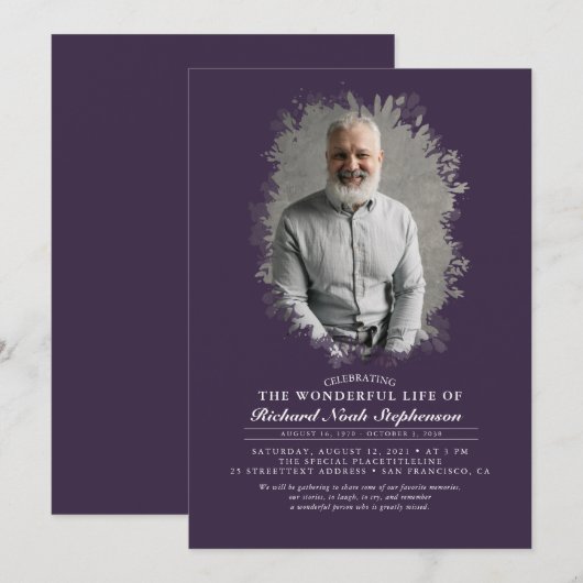 Spring Greenery Foliage Silhouette Funeral Photo I Kaart (Voorkant / Achterkant)