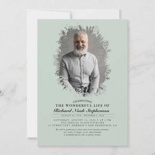 Spring Greenery Foliage Silhouette Funeral Photo I Kaart (Voorkant)