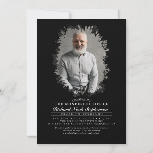 Spring Greenery Foliage Silhouette Funeral Photo I Kaart (Voorkant)