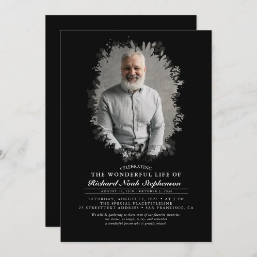 Spring Greenery Foliage Silhouette Funeral Photo I Kaart (Voorkant / Achterkant)