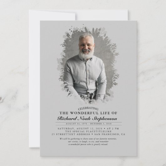 Spring Greenery Foliage Silhouette Funeral Photo Kaart (Voorkant)