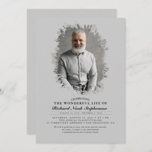 Spring Greenery Foliage Silhouette Funeral Photo Kaart (Voorkant / Achterkant)