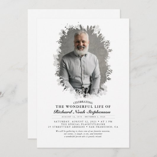 Spring Greenery Foliage Silhouette Funeral Photo Kaart (Voorkant / Achterkant)