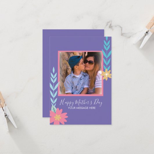 Spring Greenery Happy Moederdag Kaart (Voorkant / Achterkant in situ)