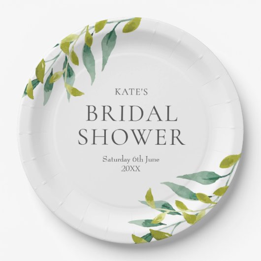 Spring Greenery Meadow Leaves Vrijgezellenfeest Papieren Bordje (Voorkant)