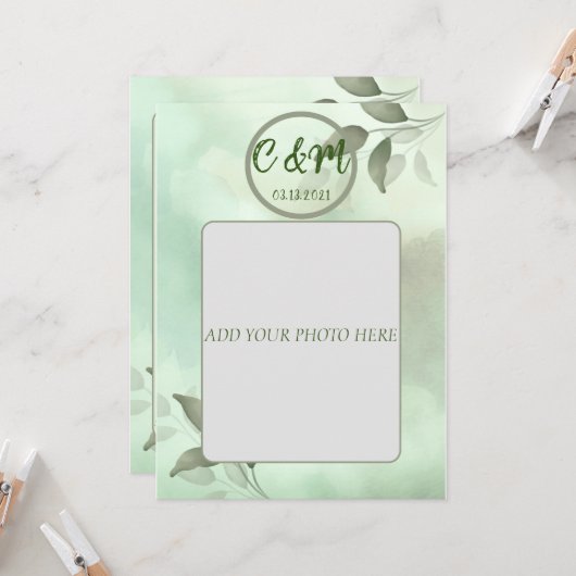 SPRING GREENERY WEDDING INVITATIE IN VIETNAMESE KAART (Voorkant / Achterkant in situ)