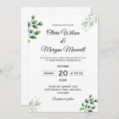 Spring Greenery Wedding Uitnodiging (Voorkant / Achterkant)