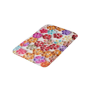 Spring Handmade sewn fabric Flowers Multicolor Badmat