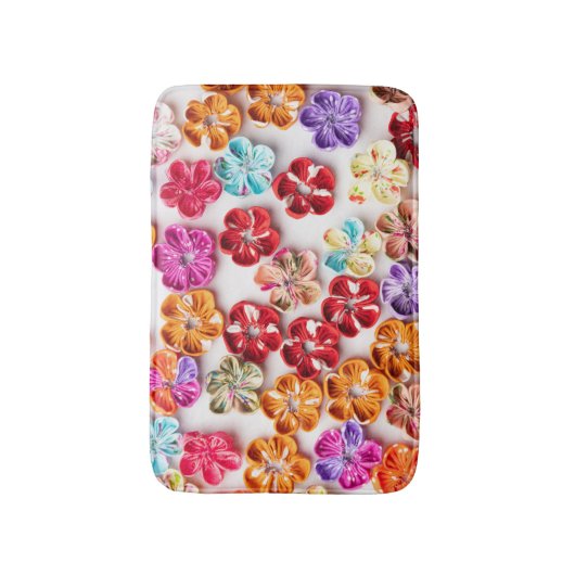 Spring Handmade sewn fabric Flowers Multicolor Badmat (Voorkant Verticaal)