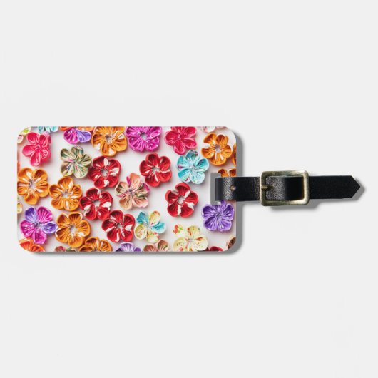Spring Handmade sewn fabric Flowers Multicolor Bagagelabel (Voorkant horizontaal)