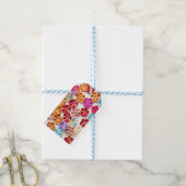 Spring Handmade sewn fabric Flowers Multicolor Cadeaulabel (Met Touw)