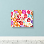 Spring Handmade sewn fabric Flowers Multicolor Canvas Afdruk (Insitu (Houten vloer))
