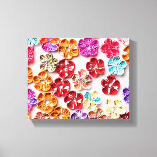 Spring Handmade sewn fabric Flowers Multicolor Canvas Afdruk (Voorkant)