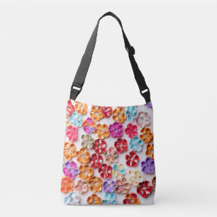 Spring Handmade sewn fabric Flowers Multicolor Crossbody Tas