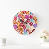 Spring Handmade sewn fabric Flowers Multicolor Grote Klok (Huis)