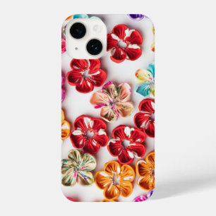 Spring Handmade sewn fabric Flowers Multicolor iPhone 14 Hoesje