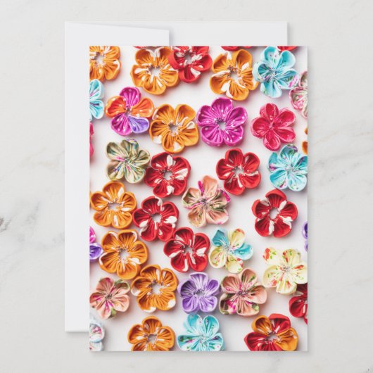 Spring Handmade sewn fabric Flowers Multicolor Kaart (Achterkant)