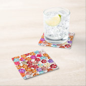 Spring Handmade sewn fabric Flowers Multicolor Kartonnen Onderzetters (Insitu)
