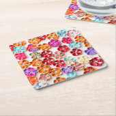 Spring Handmade sewn fabric Flowers Multicolor Kartonnen Onderzetters (Schuin)