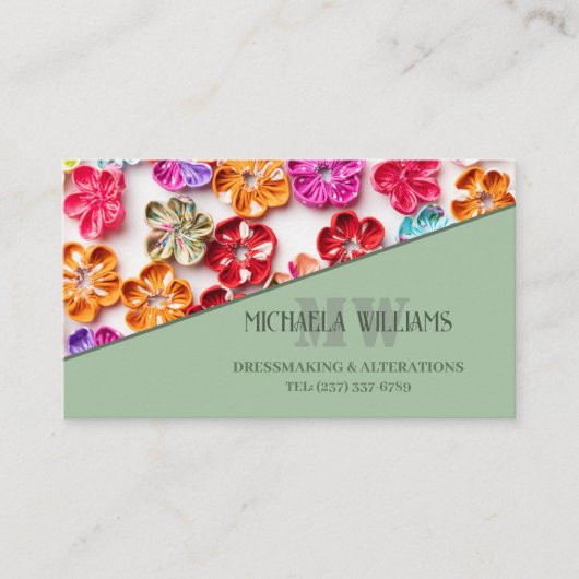 Spring Handmade sewn fabric Flowers Multicolor Klantenkaartje (Voorkant)