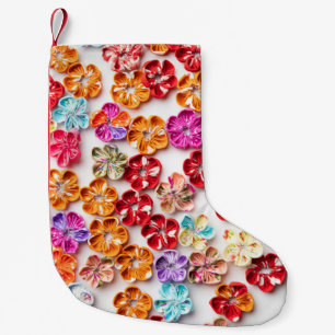 Spring Handmade sewn fabric Flowers Multicolor Kleine Kerstsok