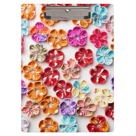 Spring Handmade sewn fabric Flowers Multicolor Klembord (Voorkant)