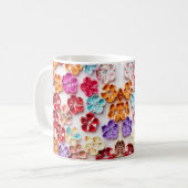 Spring Handmade sewn fabric Flowers Multicolor Koffiemok (Voorkant links)