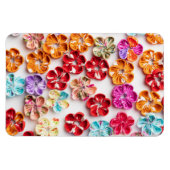Spring Handmade sewn fabric Flowers Multicolor Magneet (Horizontaal)