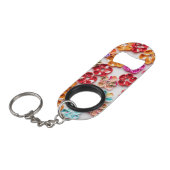 Spring Handmade sewn fabric Flowers Multicolor Mini Flessenopener (Voorkant Gekanteld)