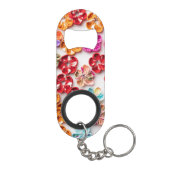 Spring Handmade sewn fabric Flowers Multicolor Mini Flessenopener (Achterkant)