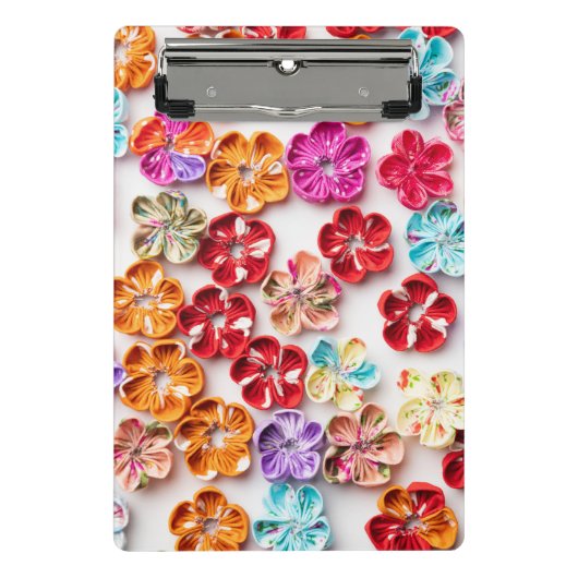 Spring Handmade sewn fabric Flowers Multicolor Mini Klembord (Voorkant)