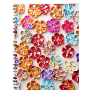 Spring Handmade sewn fabric Flowers Multicolor Notitieboek
