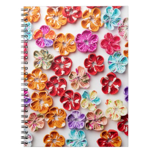 Spring Handmade sewn fabric Flowers Multicolor Notitieboek (Voorkant)